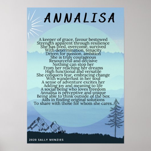 "Annalisa" Naam gedicht Poster (Voorkant)