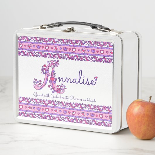 Annalise meisjesnaam betekenis monogram lunchbox (In situ)