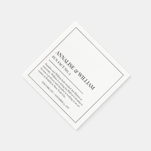 Annalise Simple Black White Fun Fact 2 Weddenschap Servet (Hoek)