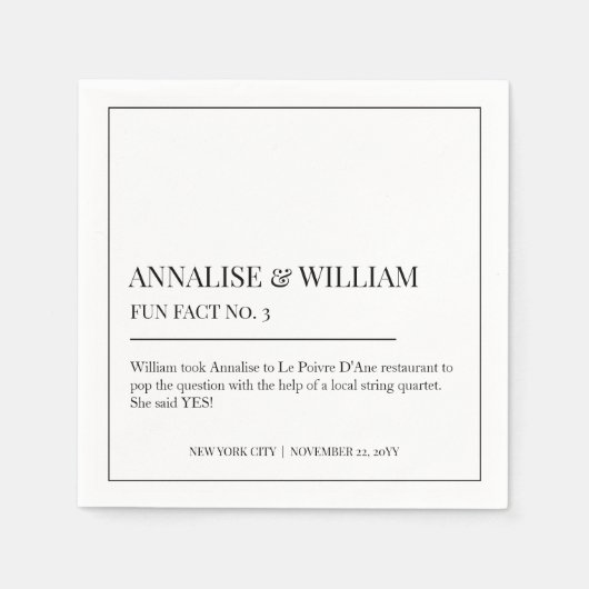 Annalise Simple Black White Fun Fact 3 Weddenschap Servet (Voorkant)