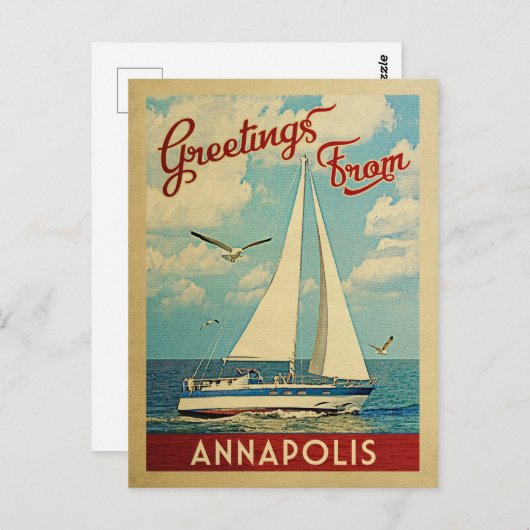 Annapolis Briefkaart Sailboot  Maryland (Voorkant / Achterkant)