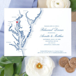 Annapolis Chesapeake Bay Map Navy Rehearsal Dinner Kaart