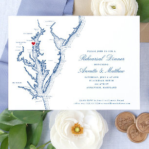 Annapolis Chesapeake Bay Map Navy Rehearsal Dinner Kaart