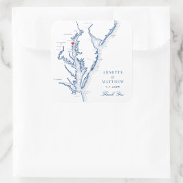Annapolis Chesapeake Bay Map Navy Wedding Favor Vierkante Sticker