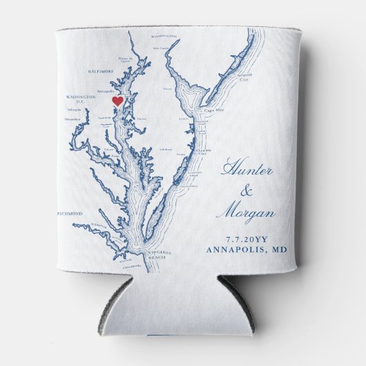 Annapolis Chesapeake Bay Map Wedding Favor Drink Blikjeskoeler (Voorkant)