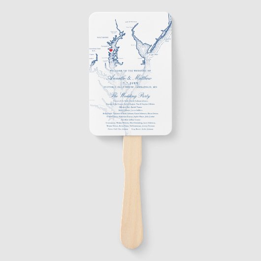 Annapolis Chesapeake Bay Wedding Program Elegant Handwaaier (Voorkant)