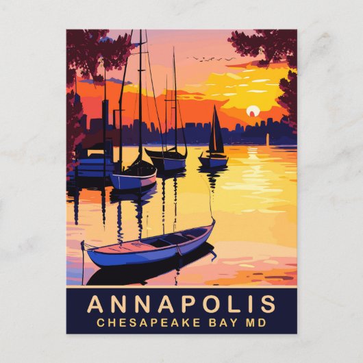 Annapolis, Chesepeake Bay, Maryland, reizen Briefkaart (Voorkant)