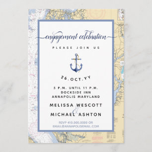 Annapolis Dusty Blue #Nautical #Engagement Party Kaart