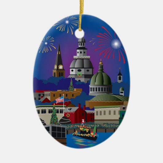 Annapolis Holiday Lights Parade Keramisch Ornament (Voorkant)