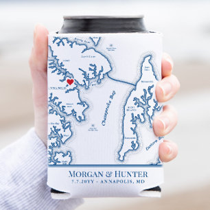 Annapolis Kent Island Kaart Bruids Geschenk Drankj Blikjeskoeler