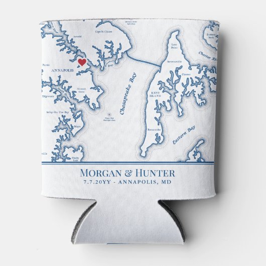 Annapolis Kent Island kaart bruiloft gunst Drink Blikjeskoeler (Voorkant)