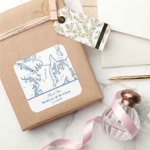Annapolis Kent Island Kaart Navy Wedding Favor Vierkante Sticker