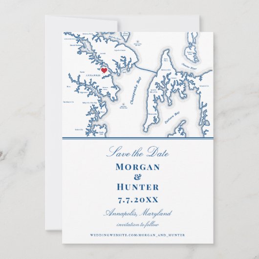 Annapolis Maryland bestemming bruiloft Save The Date (Voorkant)
