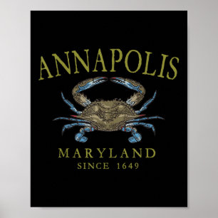 Annapolis Maryland Blauwe Krab sinds 1649 Gebogen Poster