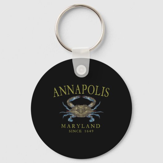 Annapolis Maryland Blue Crab Since 1649 Arched Oli Sleutelhanger (Voorkant)