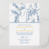 Annapolis Maryland Bruiloft Elegante Marine en Gou Folie Uitnodiging (Voorkant)