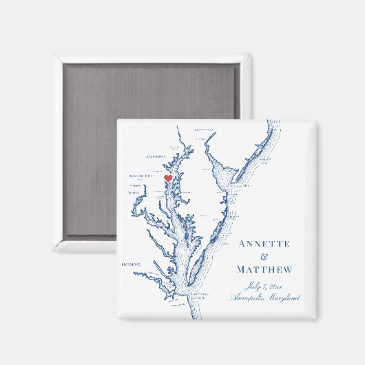 Annapolis Maryland Chesapeake Bay Kaart Trouwkaart Magneet (Voorkant / Achterkant)
