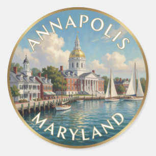 Annapolis Maryland Chesapeake Bay Reis Kunst Ronde Sticker