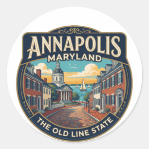 Annapolis Maryland Historische Reis Herinnering Ronde Sticker
