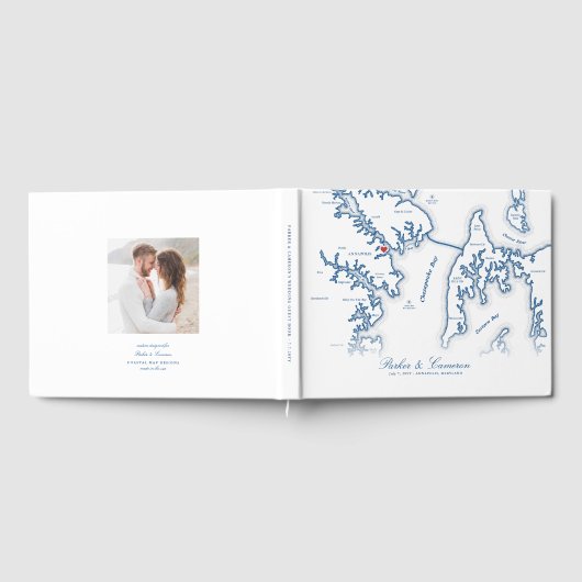 Annapolis Maryland Kaart Bestemming Bruiloft Gastenboek (Volledig)