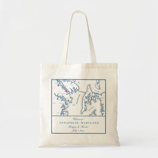 Annapolis Maryland Kaart Bruiloft Welkom Tote Bag (Voorkant)