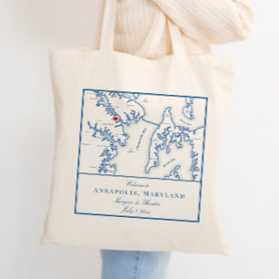 Annapolis Maryland Kaart Bruiloft Welkom Tote Bag