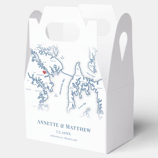 Annapolis Maryland kaart Elegante bruiloft Bedankdoosjes (Geopend)