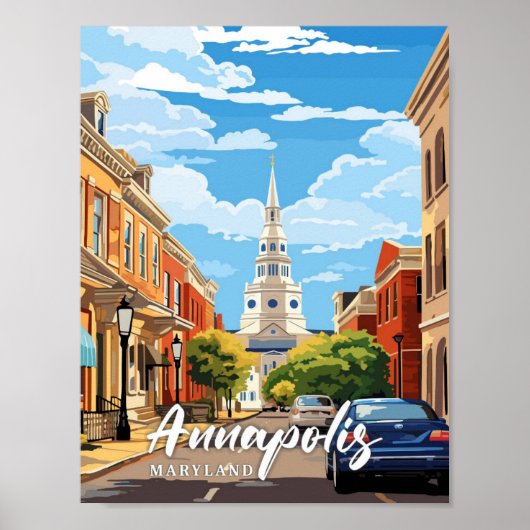 Annapolis Maryland  kunst reisillustratie Poster (Voorkant)