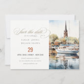 Annapolis Maryland MD Zee Watercolor Save The Date Kaart (Voorkant)