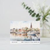 Annapolis Maryland MD Zee Waterverf Save The Date Briefkaart (Staand voorkant)