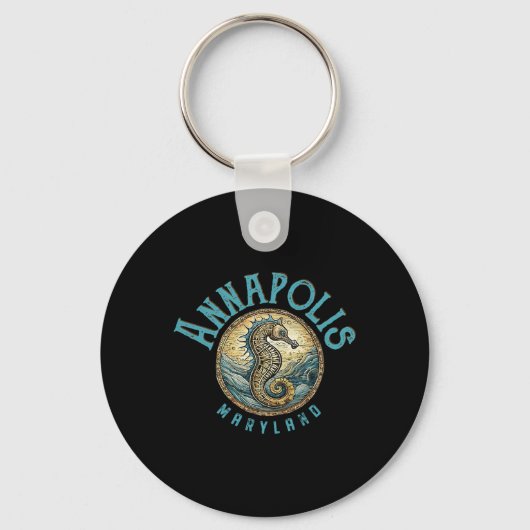 Annapolis Maryland Nautical Zeepaard Ontwerp Sleutelhanger (Voorkant)