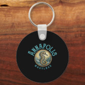 Annapolis Maryland Nautical Zeepaard Ontwerp Sleutelhanger (Voorkant)