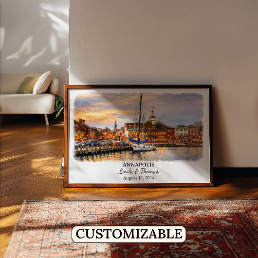 Annapolis Maryland Poster, Watercolor, Custom Poster