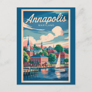 Annapolis Maryland Silhouette Reis Kunst Vintage Briefkaart
