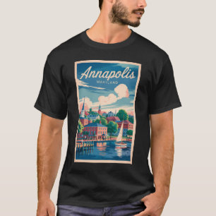 Annapolis Maryland Silhouette Reis Kunst Vintage T-shirt