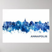 Annapolis Maryland Skyline Blue Poster (Voorkant)