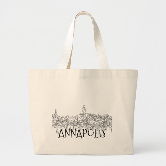 Annapolis Maryland Skyline SG-Black en White Grote Tote Bag (Voorkant)