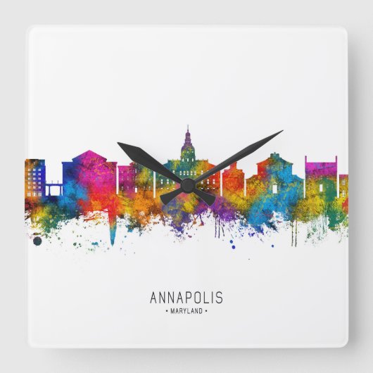 Annapolis Maryland Skyline Vierkante Klok (Voorkant)