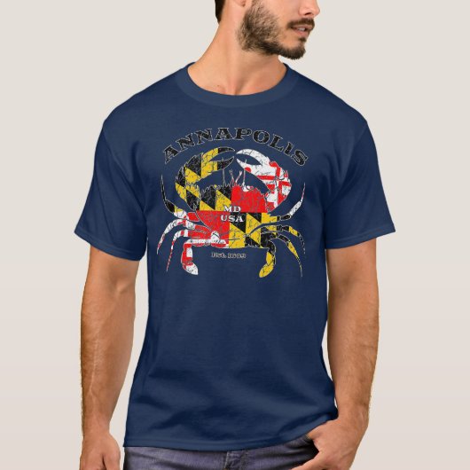 Annapolis Maryland staat VlaggenkrabPride Vist T-shirt (Voorkant)