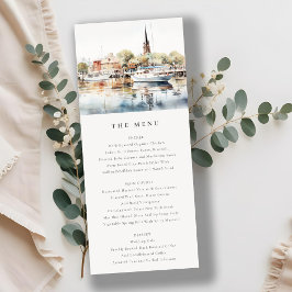 Annapolis Maryland Waterverf Wedding Menu Kaart
