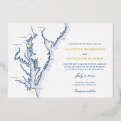 Annapolis Maryland Wedding Navy and Gold Folie Uitnodiging (Voorkant)