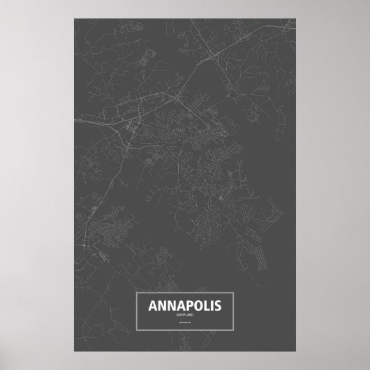 Annapolis, Maryland (wit op zwart) Poster (Voorkant)