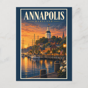 Annapolis Maryland Zonsondergang Illustratie Reis Briefkaart