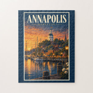 Annapolis Maryland Zonsondergang Illustratie Reis Legpuzzel