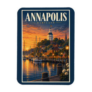 Annapolis Maryland Zonsondergang Illustratie Reis  Magneet