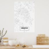 Annapolis, Maryland (zwart op wit) Poster (Keuken)