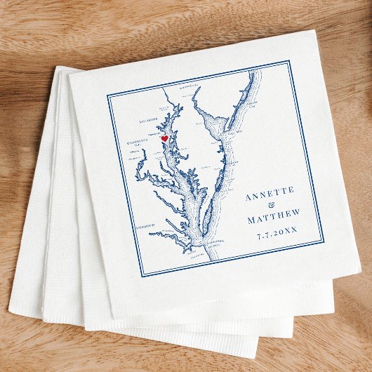 Annapolis MD Chesapeake Bay Map Elegant Wedding Servet
