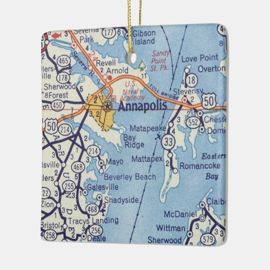Annapolis MD  kaart Keramisch Ornament (Links)