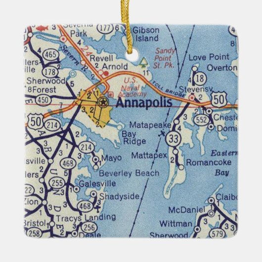 Annapolis MD  kaart Keramisch Ornament (Voorkant)