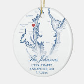 Annapolis MD Kaart Marine Trouwfoto Kerstmis Keramisch Ornament (Links)